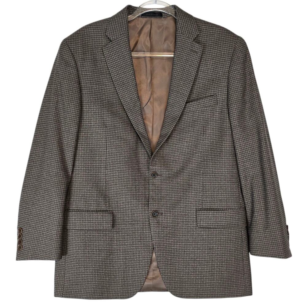 Hart Schaffner Marx Botto Giuseppe Biella Italy Shepard's Check Wool Blend 42R
